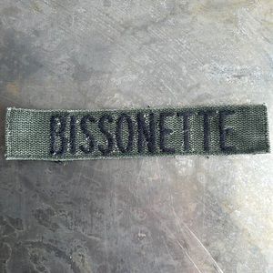 BISSONETTE Embroidered Vintage ‘Army Green’ Military name tape patch